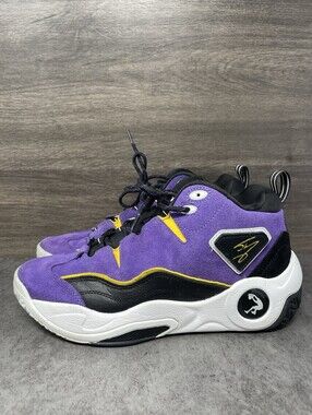 Shaq Dunkman Mens Size 9.5 Purple Black Yellow Suede Basketball Shoes Lakers HOF